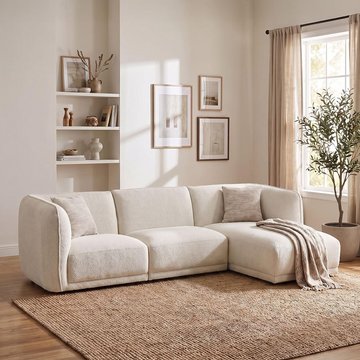 Noor corner lounge sofa - with chaise - lhf - off white - fabric