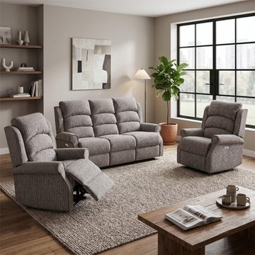 Windsor electric recliner sofa suite - 3+1+1 seater - latte - fabric