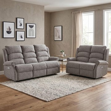 Windsor electric recliner sofa suite - 3+2 seater - latte - fabric