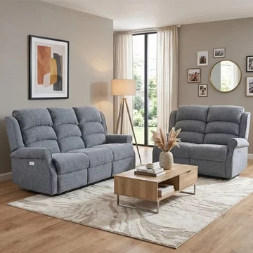 Windsor electric recliner sofa suite - 3+2 seater - steel blue - fabric