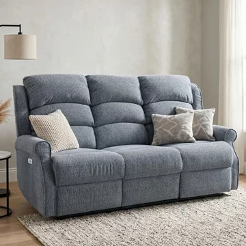 Windsor electric recliner sofa - 3 seater - steel blue - fabric
