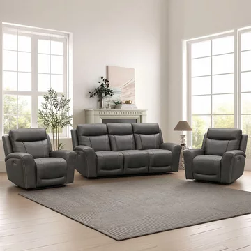 Nico power recliner sofa suite - 3+1+1 seater - charcoal - fabric
