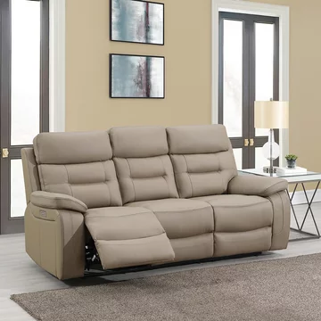 Belgravia power recliner sofa - taupe leather - 3 seater