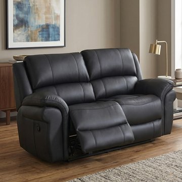 Farnham ultra manual recliner sofa - 2 seater - black - fabric