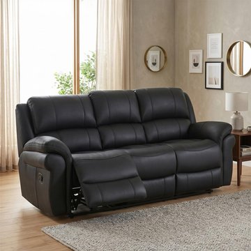 Farnham ultra manual recliner sofa - 3 seater - black - fabric