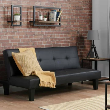 Franklin click clack sofa bed - 3 seater - black faux leather