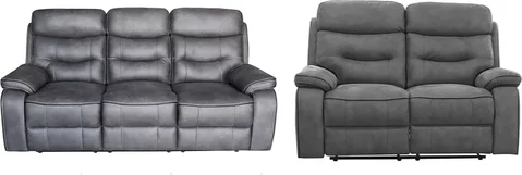 Gabrielle manual recliner sofa set - charcoal leather - 3+2 seater