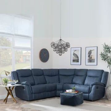 Clearance - hilbert recliner corner sofa - denim blue fabric