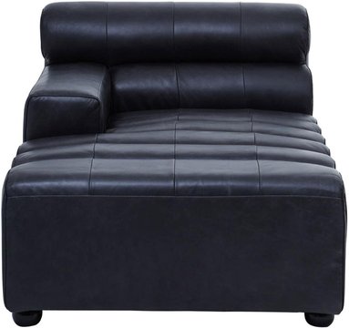 King chaise - distressed slate grey leather - modular - rhf