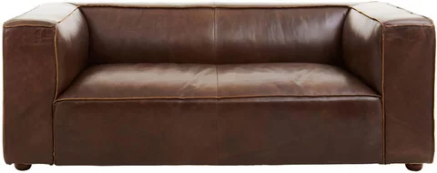 King sofa - 2 seater - brown leather - mexico