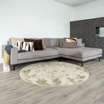 Lido lounge sofa - stone - fabric - black legs - rhf