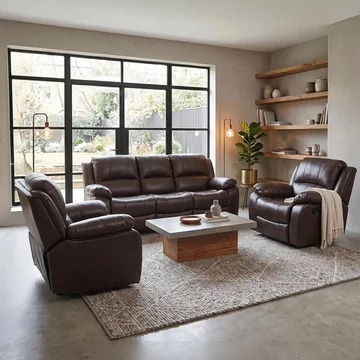 London recliner sofa set - brown leather
