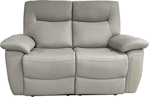 Lucia power recliner sofa - pearl grey leather - 2 seater