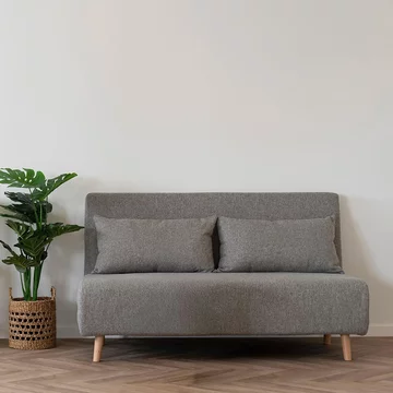 Marlow 2 seater click clack sofa bed - grey fabric - natural legs