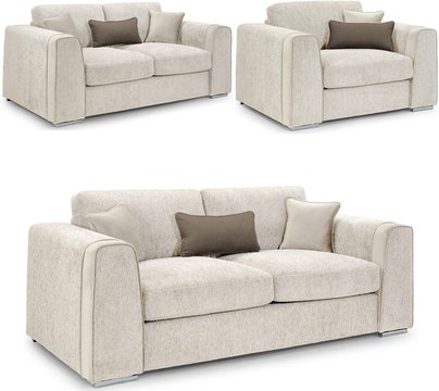 Naples sofa set - beige fabric - 3+2+1 seater