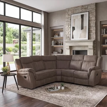 Seville recliner corner sofa - brown fabric