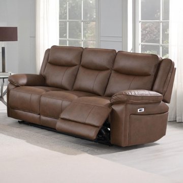 Torino manual recliner sofa - chestnut faux leather - 3 seater