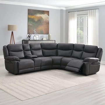 Torino manual recliner corner sofa - grey pewter faux leather