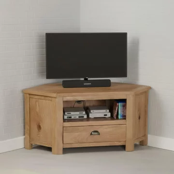 Kilmore oak corner tv unit - 1 drawer