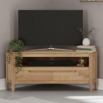 Dunmore oak corner tv unit - 2 drawer