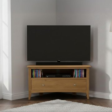 Kilkenny corner tv unit - 1 drawer - oak