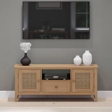 Henley oak and rattan 120cm tv unit