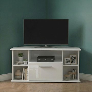 Knightsbridge tv unit - 115cm - corner - white gloss