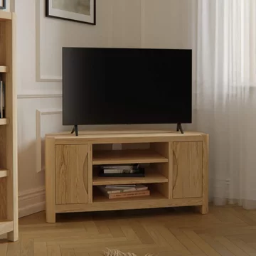 Stockholm corner tv unit - 2 door - oak