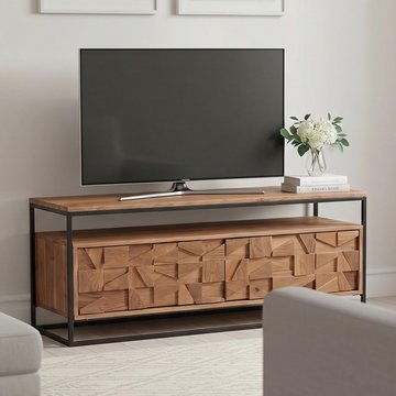 Axis acacia wood tv unit - 103cm - geometric