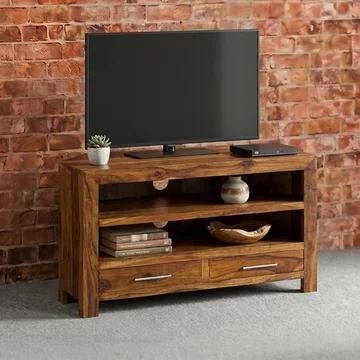 Cube tv cabinet - corner - 100cm - sheesham wood