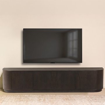 Novero curved tv unit - 4 door - 220cm - large - espresso oak