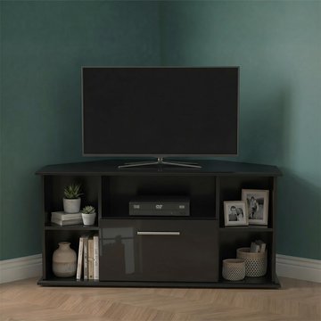 Knightsbridge corner tv unit - 115cm - black gloss