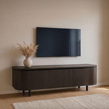 Tobago curved tv unit - 3 door - 170cm - large - espresso oak
