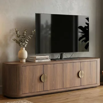 Windsor curved tv cabinet - 4 door - 200cm - large - walnut - wood