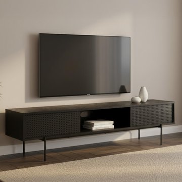 Angus tv unit - 2 door - large - black melamine