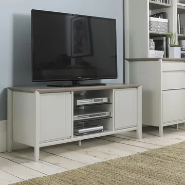Bergen grey washed oak & soft grey entertainment unit - 43in