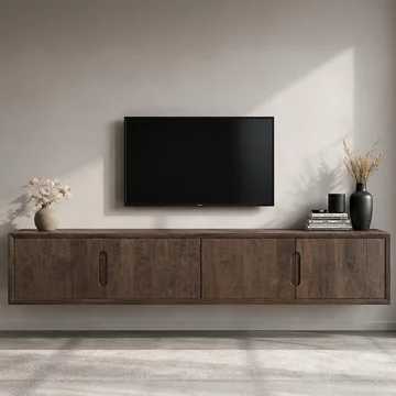 Cortez floating tv unit - 4 door - 180cm - medium - wall mounted - malta - mango wood