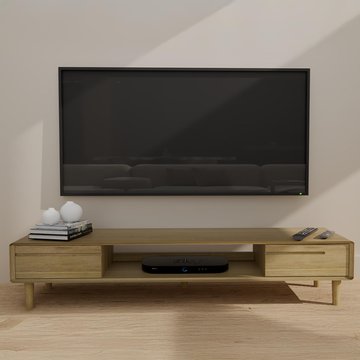 Scandic tv unit - 2 drawer - large - oak