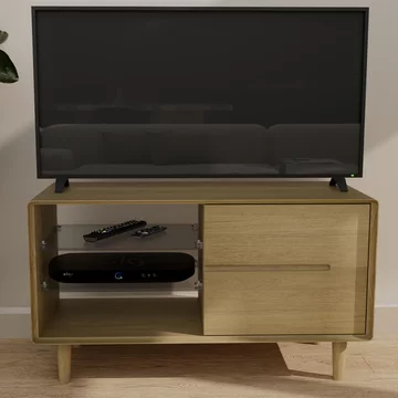 Scandic tv unit - 2 drawer - small - oak
