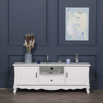 French style tv unit -antique white - 2 door