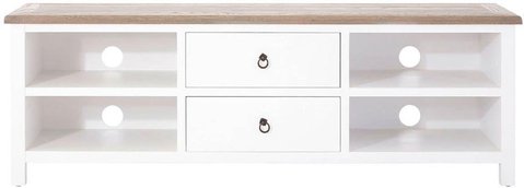 Hampstead tv unit - 2 drawer - white and oak