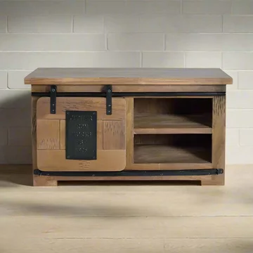 Iron works tv unit - mango wood - storage - small