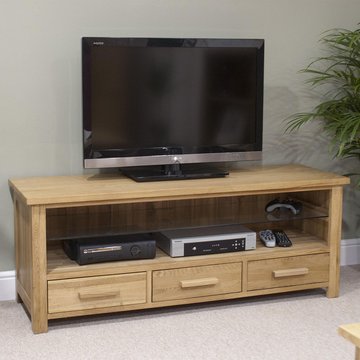 Opus plasma tv unit - 3 drawer - small - oak