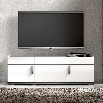 Modern mara tv unit - 140cm with metal handle - white