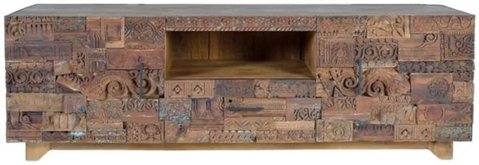 Omao carved mango wood - storage large tv unit