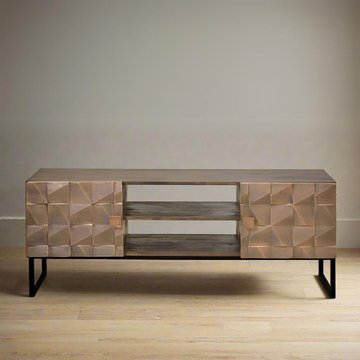 Pinole tv unit - copper geometric - mango wood - 2 door