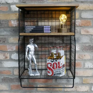 Industrial wall unit - small - black - mango wood and metal