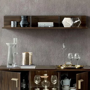 Roma italian wall shelf - walnut
