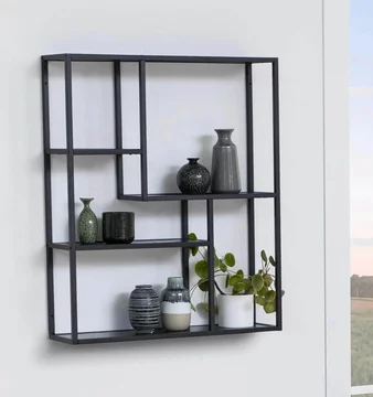 Seaford wall rack - black melamine and metal
