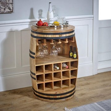 Surrey wine cabinet - barrel - solid mango wood